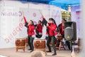 15.09.2019 Russia, Moscow, Arbat. Performance of Japanese drummers at the opening ceremony of Ã¢â¬ÅJidai MatsuriÃ¢â¬Â Annual Japanese